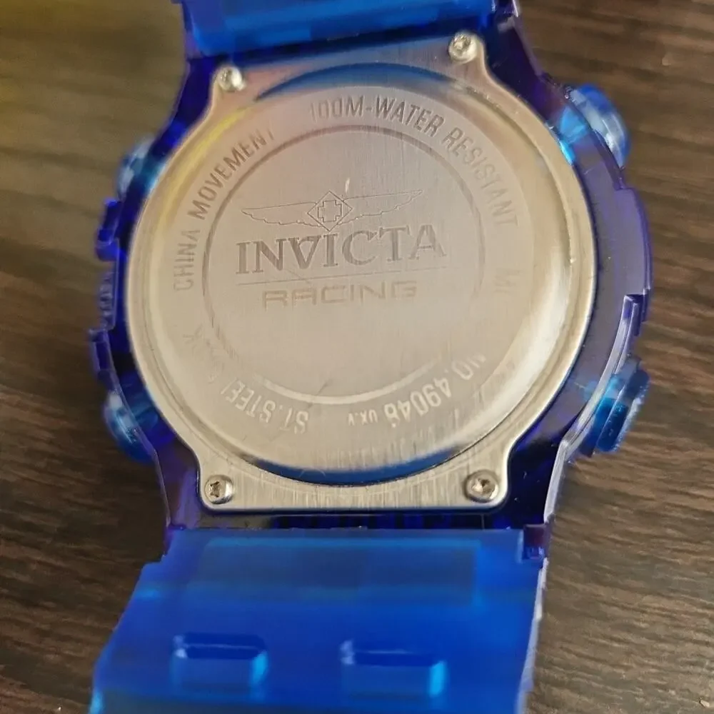 Mens Watch Invicta Racing Chrono Digital Dial Blue Case Strap 49048